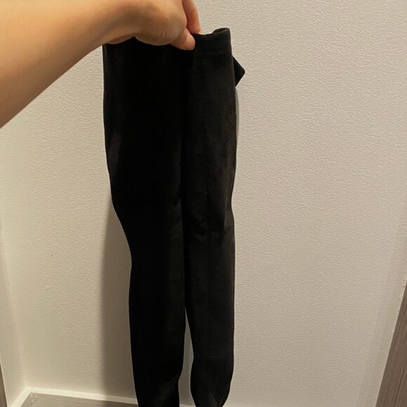 Black Suede Over The Knee Boots Size 38 Back Zip Winter Fall Boots Stylish - Picture 3 of 5